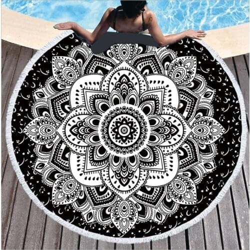150cm Microfiber round beach towel Blanket Swimming 3D Printed Bohemian Mandala Bath Towel beach towels for adults Quick-Dry