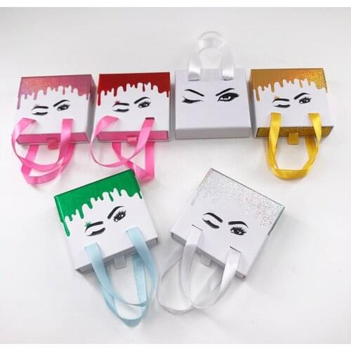 Ribbon magnetic eyelash box wholesale sale custom logo square eye packing box