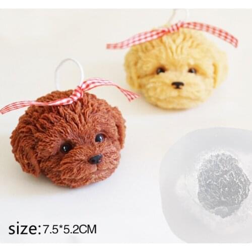 Lovely Dog Candle Molds Plush Dog Head Concrete Plaster Aramo Wax Molds DIY candle molds for candle making animals