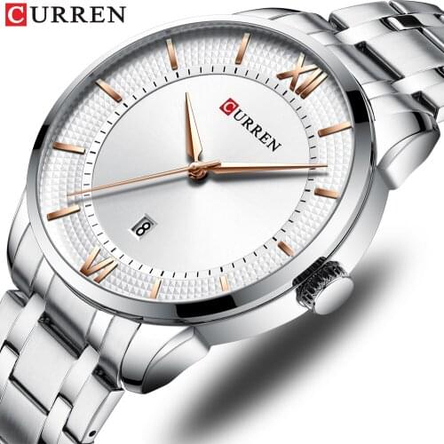 Curren Mens Watches Man Silver Stainless Steel Men Quartz Watch Waterproof Sports Watches Men Army Wrist Watch Relogio Masculino