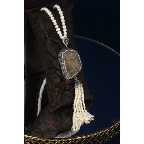 Dr stone Pearl and quartz necklace 20 ar564 128672308