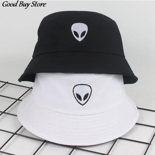 Embroidered Alien Bucket Hat Foldable Cotton Sun Hats Street Style Headwear Fisherman Cap Men Woman Hip Hop Casual Panama Summer