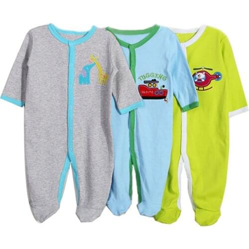 3 Pcs Baby Boy Girl Long Sleeve Sleepsuit Newborn Jumpsuit Infant Clothes Sleep Suit Cotton 0-12 Month