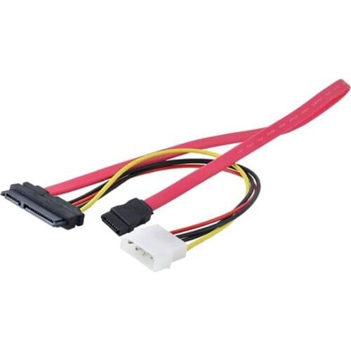 SATA 22pin 7+15pin Female to SATA 7Pin Female Cable w/ Molex IDE 4Pin Power Cable 0.5m/50cm