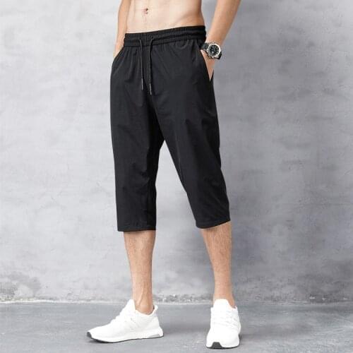 New Solid Mens Pants Board Quick Drying Beach Black Mens Long Shorts Mens Shorts Summer Thin Nylon 3/4 Length Trousers