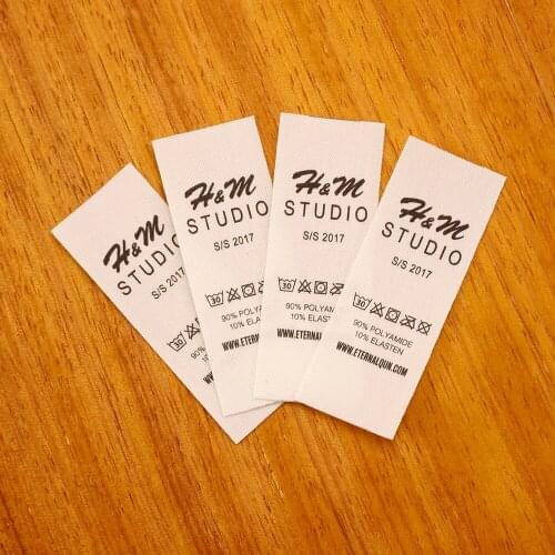 Sewing Labels, Care Labels, Double Print, Cotton Tags, Business Name, Washable, Text & Symbol, 25mm x 70mm (MD5103)