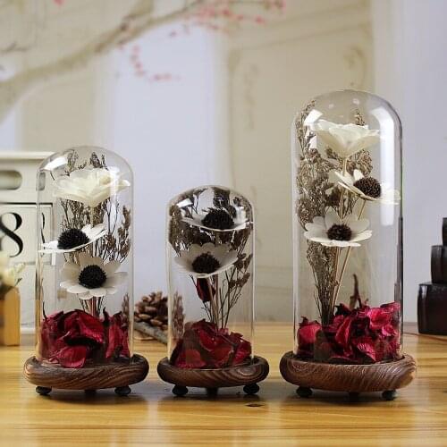 3sets/pack Three-Leg Antique Base Glass Dome Vase Home Decoration Glass Cover DIY Friend Gift Wedding Decoration