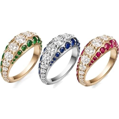 Wedding Fashion Simple Opening Ring Minimalist GOLD Color Red Blue Adjustable Ring for Women Couple Engagement Jewelry WITH CZ