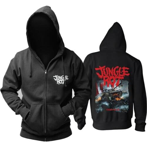 6 designs Zipper Sweatshirt rocker Jungle Rot Rock black Nice Soft Warm hoodies punk heavy death metal sudadera fleece