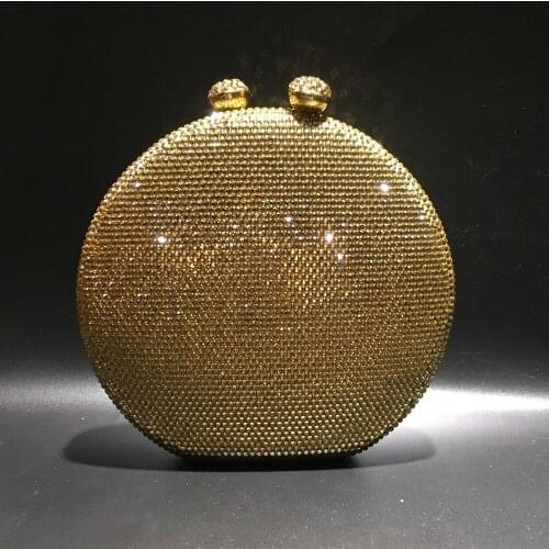 XIYUAN female wedding party gold Clutch bag Minaudiere Bag Women Crystal Evening Bags Dinner Handbags Purses chain shoulder bag