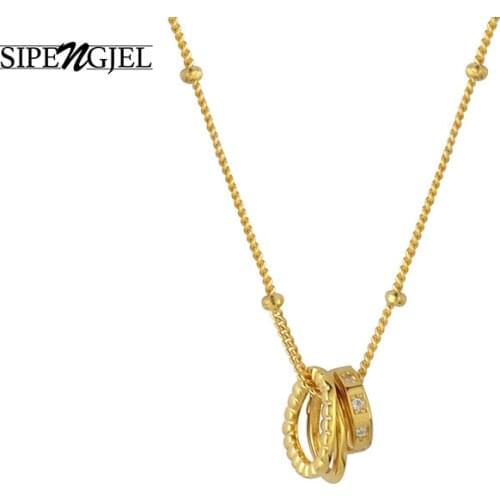 SIPENGJEL New Fashion Cubic Zircon Small Circle Gold Boho Necklace Bohemian Pendant Necklace For Women Ins Jewelry