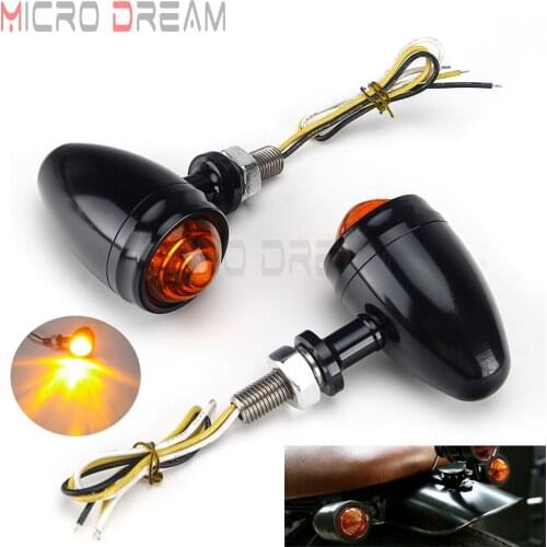 1 Pair Universal Retro 10mm Turn Signal Light Indicator for Chopper Harley Custom Cafe Racer Vintage Light Flasher Amber Blinker
