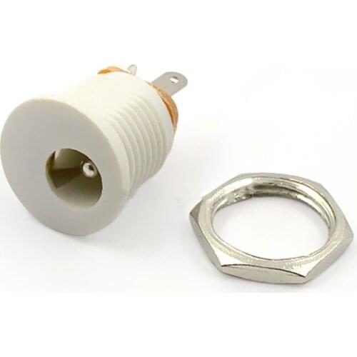 10Pcs White DC022 DC-022 5.5*2.1 5.5 x 2.1mm DC Power Socket Connector Panel Mounting