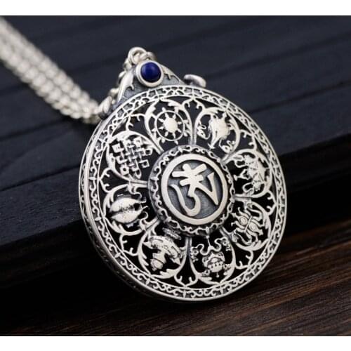 100% S925 Sterling silver Buddhistic Blessed Sutra Pendants for Women Men Religious Mantra Jewelry Without a Chain gift