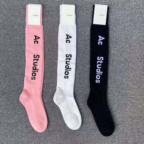 2021 AC Winter New Womens Thick Warm Long Cotton High Quality Solid Color Harajuku Vintage Wool Socks