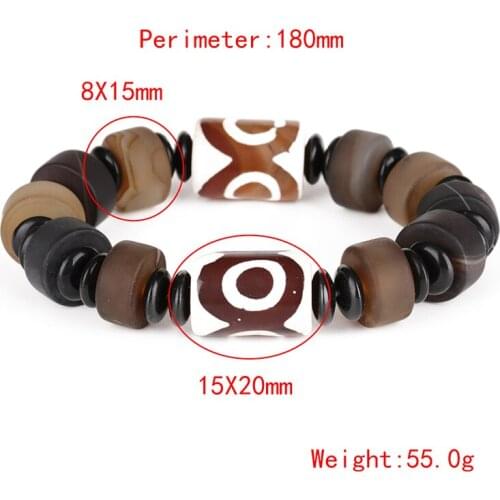 2021 classic big tube cylinder matte dark brown green yellow black onyx semi precious stone tibetan buddhism beads man bracelet