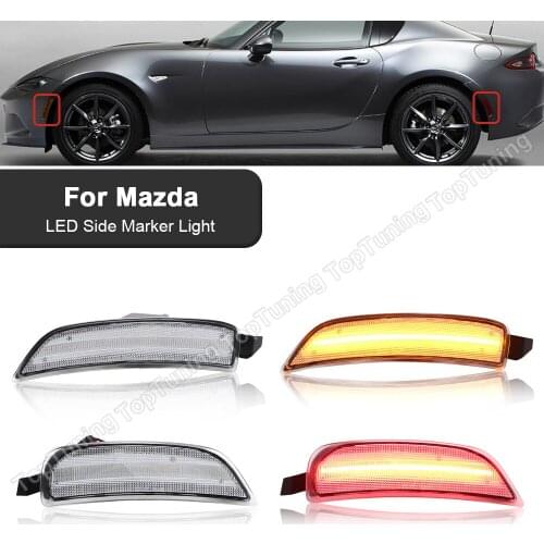 4X For Mazda Miata MX-5 2016 2017 2018 2019 2020 Smoked/Clear Lens Front Amber Rear Red LED Side Marker Light Lamp Error Free