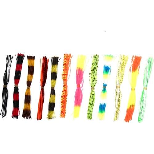 600Pcs/12 Bundles Mixed Color Silicone Skirts for Spinnerbait Buzzbait Rubber Jig Lures Squid Skirts Fly Tying Material
