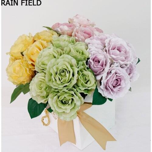 30cm 7pcs Silk Rose Bouquets Artificial Rose Bouquet Artificial Flower Home Wedding Decoration Family Party Interior Decoration