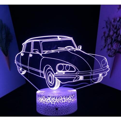 Car Series Vintage Car 3D LED Lamp Acrylic Light Guide Plate Touch Switch Home Decor for Couple Children Festival Birthday Gifts