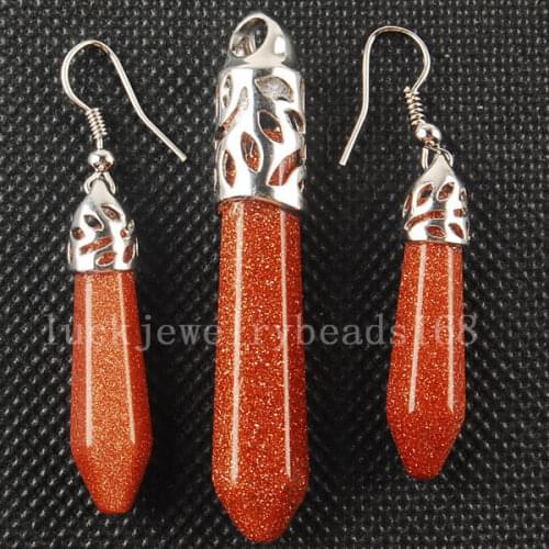 Free Shipping Women Fashion Jewelry Gold Sand Pendant Earrings Pair Set C3109