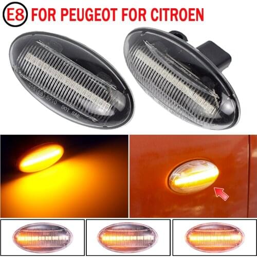 Dynamic Turn Signal LED Side Marker Mirror Light Flashing Indicator For Peugeot 307 206 407 107 607 1007 Citroen C1 C2 C3 C4 C5