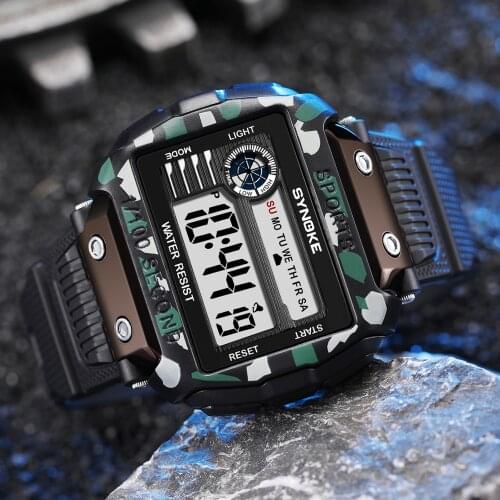 SYNOKE Sports Watches For Men Big Dial 50M Waterproof Digital Watch Electronic Multi-Function Mens Watches Montre Homme