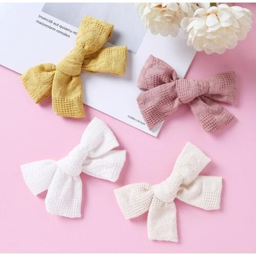 Baby Hair Clip Cotton Girls Handmade Bows Barrette Floral Hair Accessories For Children Spring Summer Hairpin Candy Color