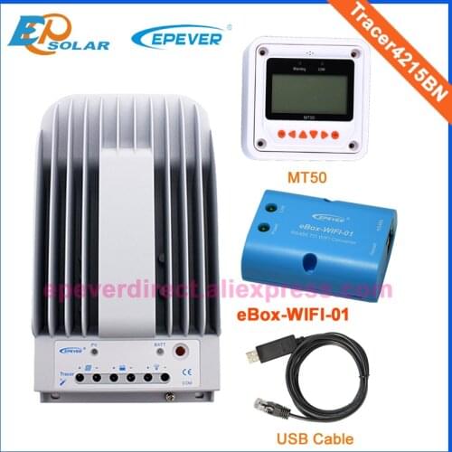 EPsolar EP series mppt solar controller Tracer4215BN 40A 40amp with wifi connect and USB connect function MT50 in white 12v/24v