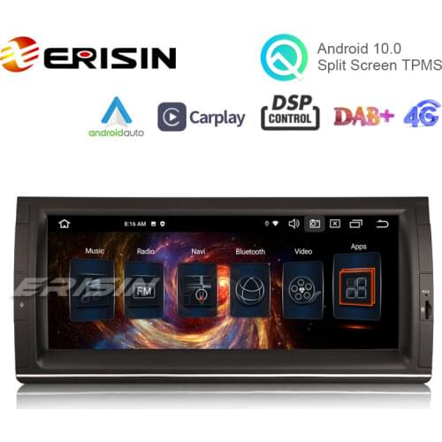 Erisin 8153 10.25" IPS Android 10.0 Auto Radio Carplay DSP Navi WiFi USB DVB-T2 4G OBD2 BT Car Stereo for BMW 5er E39 X5 E53 M5