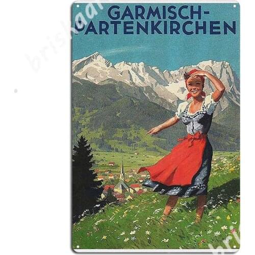 Garmisch Partenkirchen... Vintage Tourist Poster Metal Signs Wall Cave Club Bar Classic Plaques Tin sign Posters