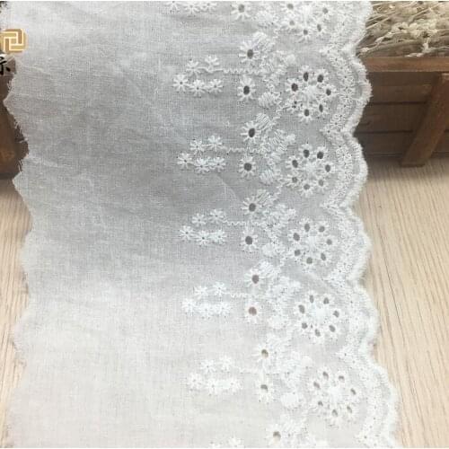 Hot Sale 5 Meters 12cm 100% Cotton Pure White Lace Cloth Quality Guipure Embroidery Lace Trim Fabric DIY Accessories