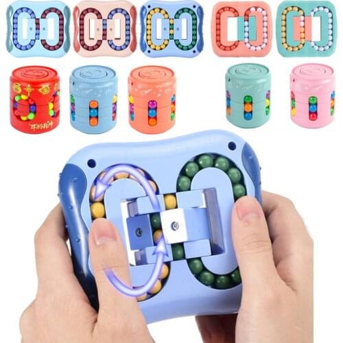 Rotating Beans Cube Fingertip Toys Kids Adults Stress Relief Spin Bead Puzzles Children Education Intelligence Game