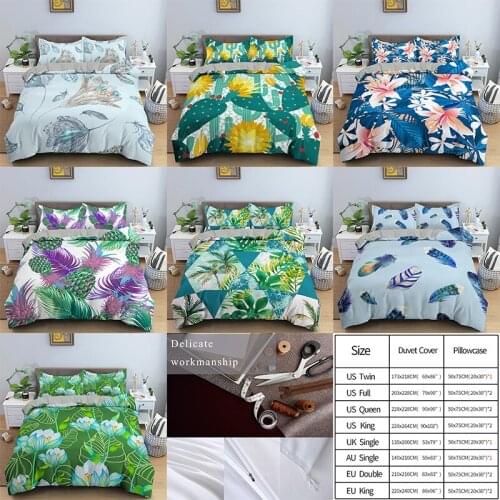Cactus Bedding Sets Flower Lily Duvet Cover Feather Bedclothes Twin/Queen/King Size Bed Room Kids Bedding Pillowcase