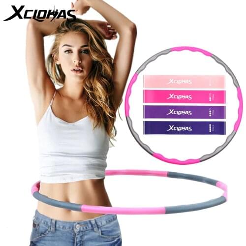 XC LOHAS 8 Parts Sport Hoop Resistance Bands set Detachable Weighted Fitness Install Massage Exercise Bodybuilding Waist Hoop