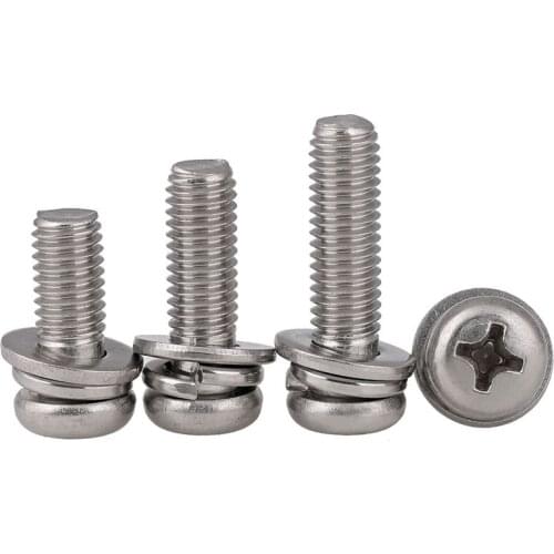 316 stainless steel cross recessed pan head / round head three combination screw / machine screw gb9074.8 m3-m6 20pcs