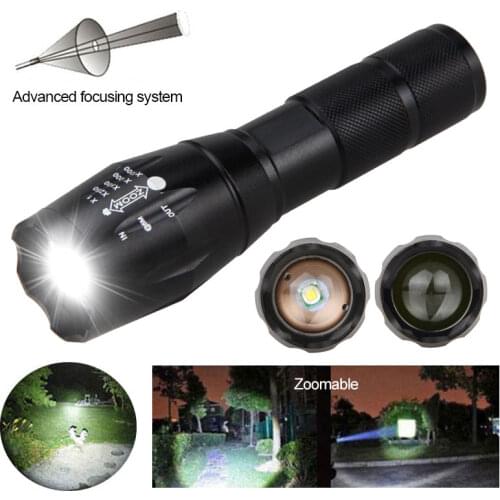 Zoomable Tactical Flashlight ML T6 White LED 5 Modes Hunting Torch for Hunting Camping Fishing