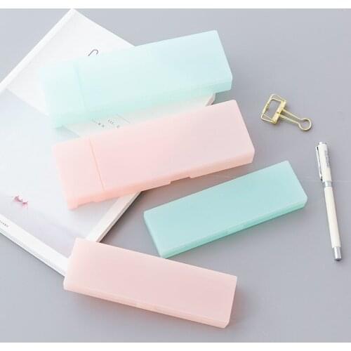 Cute Kawaii Simple transparent pencil case pencil box Plastic storage box Learning stationery Office Supplies