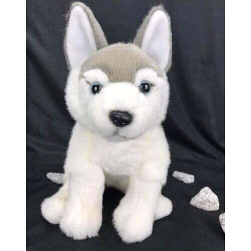 Simulation husky dog plush toy squatting gray husky about 30x25cm soft doll kids toy Christmas gift w2869