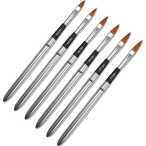 6PCS/Set UV Gel Nail Brush Set Alloy Nail Art Decoration Brushes Pen Set UV Gel Polish Art Tool Varnish Painting Dotting Pen