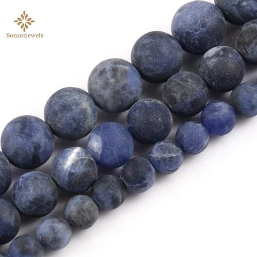 Natural Blue White Matte Sodalite Jaspers Stone Loose Spacer Beads For Jewelry Making DIY Accessories 15 Inches 4 6 8 10 12MM