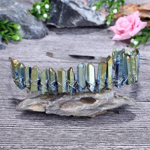 Raw Stone Quartz Crown Tiara Crystal Crown Wedding Accessories Birthday Gift Crown