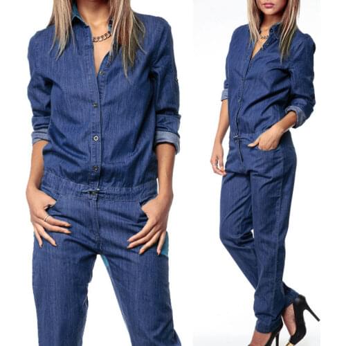 2021 new Womens Jumpsuits Stretch Casual Denim Skinny Jeans Pants High Waist Jeans Playsuit New Long Sleeve Pants