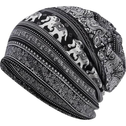 2021 Cotton Autumn winter Skullies cap beanie hat animal print turban Hat scarf dual use for Men and Women 42