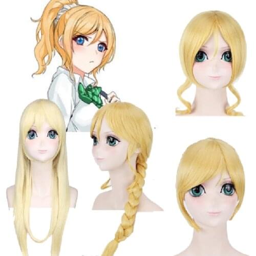 Love Live Ayase Eli Wig LoveLive Cosplay Props Golden Hair Theme Party Role Play Wigs Comic Con Carnival Costumes Girls Wigs