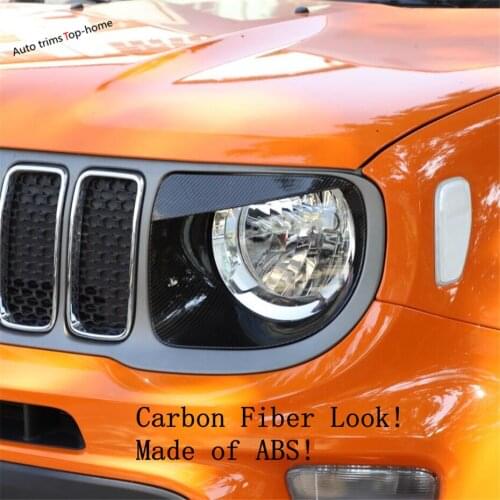 Yimaautotrims Front Head Lights Lamp Frame Angry Birds Style Cover Trim Fit For Jeep Renegade 2019 2020 ABS Exterior Mouldings