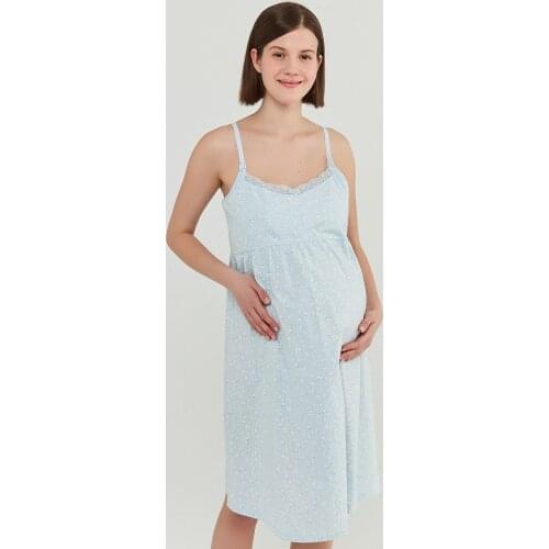 PREGNANT DRESS Light Blue Dress cotton fabric