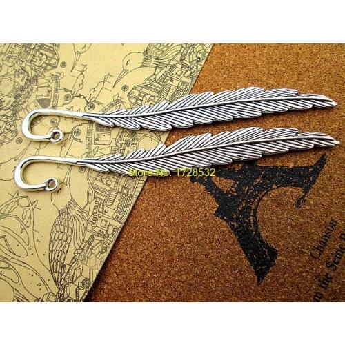 3pcs 116mm Tibetan silver feather bookmark Charms Pendants DIY