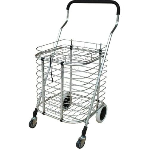 Portable Shopping Cart Basket Organizer Home Storage Basket Large Folding Shopping Cart Travel Luggage Cart Storage Basket
