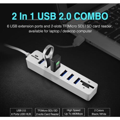 HUB USB 2.0 Splitter Power Adapter Multiport Card Reader High Speed Date Transfer Adapter For Computer /PC HUB Computer Cables